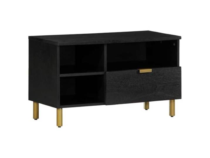 Helloshop26 TV-Möbel mit großem Stauraum, Industrie-Design, Wohnzimmer, 80 x 33 x 46 cm, aus Holz, schwarz, 02_0057720