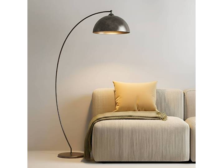 Bogenlampe Jonera Lindby, alu / grau / zink, für Wohn- / Esszimmer, Metall, Junges Wohnen