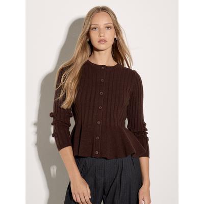 Cardigan APRICOT "Strickjacke mit geripptem Saum", Damen, Gr. 12, braun, gestrickt, , Modisch, figurbetont, Rundhals, Strickjacken, mit Schößchen
