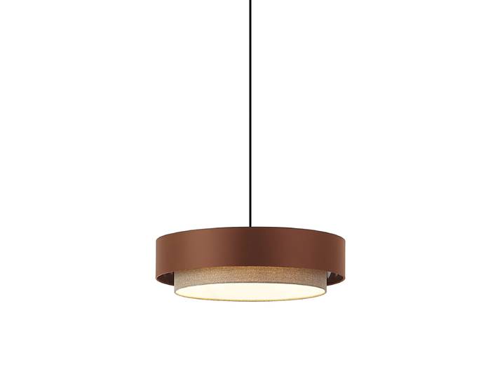 Suspension moderne bronze foncé avec taupe 50cm 3 lumières - Drum
