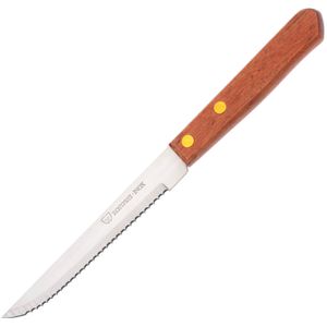 Gräwe Steakmesser 017.113 SK, 3 Stück, 10,5 cm Edelstahlklinge mit Wellenschliff, Holzgriff