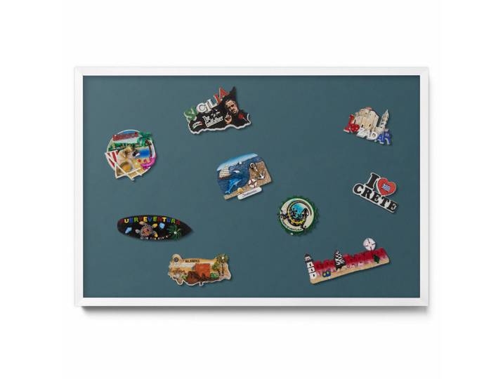 Tulup Magnettafel 60x40 cm weißer Rahmen – Dunkeltürkisfarben, Blaugrau, Metall, Rechteckig, 60x50x0.4 cm, Bilder & Rahmen, Pinnwände & Magnettafeln