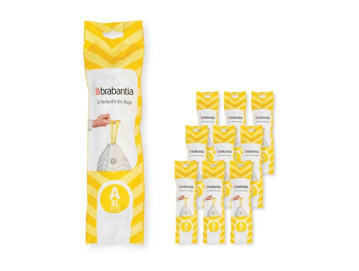 Brabantia Sac poubelle Brabantia PerfectFit 200 sacs Modèle A, 3 L
