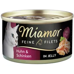 Miamor Feine Filets in Jelly 100g Dose Katzennassfutter 24 x 100 Gramm Huhn & Schinken