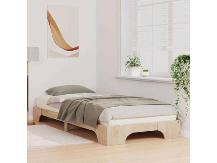 KTHLBRH Bettgestell, braun, 80 x 210 cm, Kiefer massiv Lattenrost, modernes Design, einfache Wartung, Traglast 100 kg