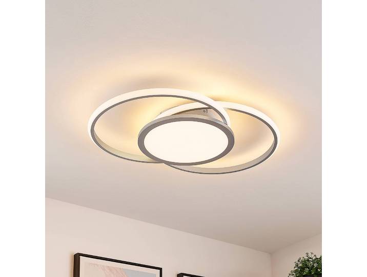 LED Deckenleuchte Senne Lucande, dimmbar, alu / grau / zink, für Küche, Metall, Modern