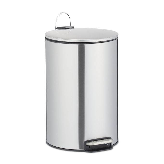 Relaxdays Pedaalemmer 12 liter, RVS, Zilver, Softclose en met Binnenemmer
