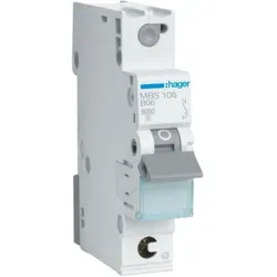 Hager Leitungsschutzschalter, AC, B, 6A, 1p, 415V, 1TE, 50Hz, Zusatzeinrichtungen möglich, IP2X, MBS106