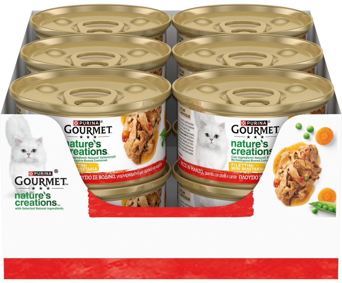 Gourmet Nature's Creations Cat Lattina Multipack 12x85G MANZO E PISELLI