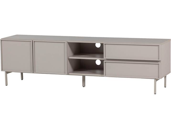 Lowboard WOOOD Tours mit Melamin-MDF und Kabelöffnung , sand, B:180cm H:51cm T:42cm, Holzwerkstoff, Sideboards, Lowboard, Tragkraft Deckplatte 80 kg, kratz- und hitzebeständige Oberfläche