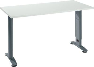 Home Office Tisch Login, C-Fuß, B 1300 x T 650 mm, lichtgrau/basaltgrau