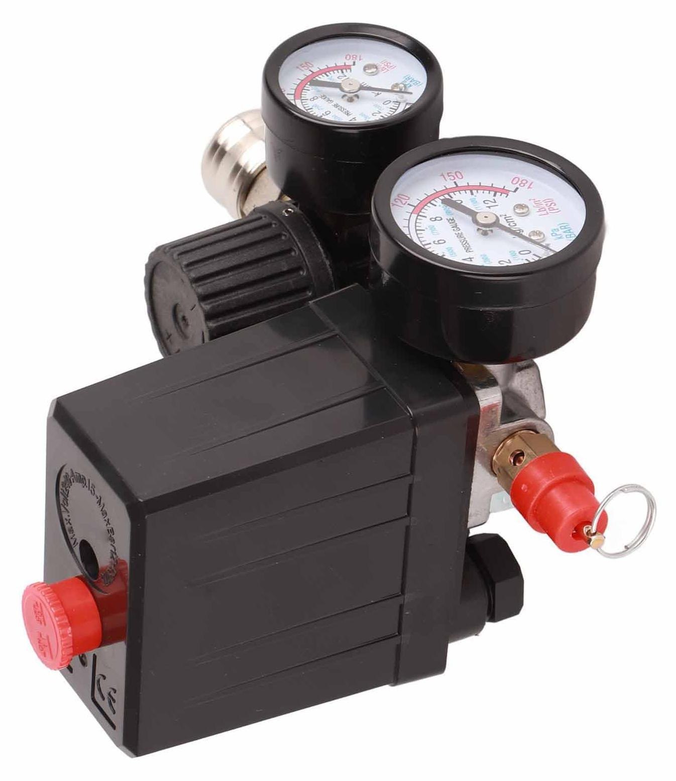 Selius Drukschakelaar voor luchtcompressor 220 V met manometer en drukregelaar