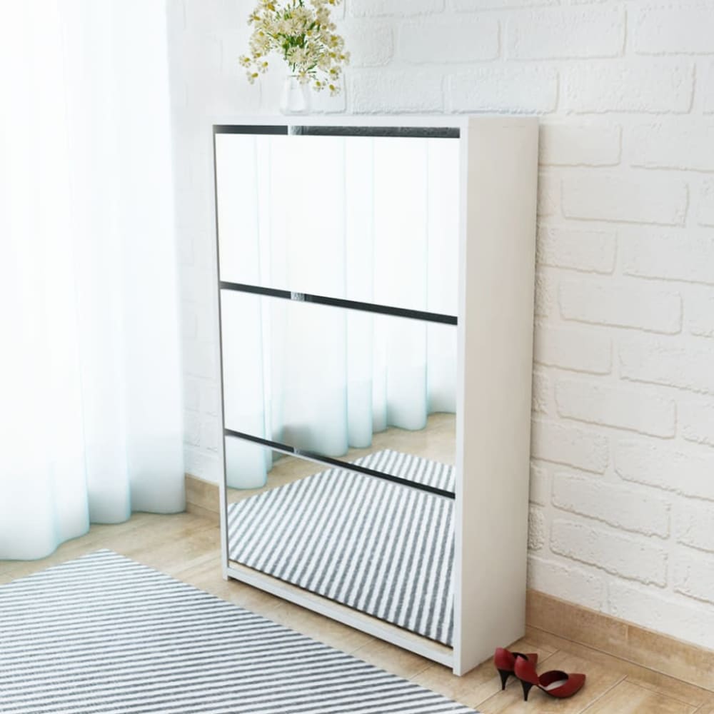 Maison Chic Mueble zapatero,gabinete para calzado 3 niveles madera blanco 63x17cm
