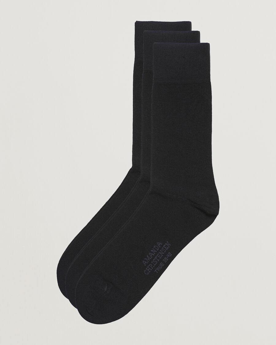 Amanda Christensen 3-Pack True Cotton Socks Black men 43-46 Sort