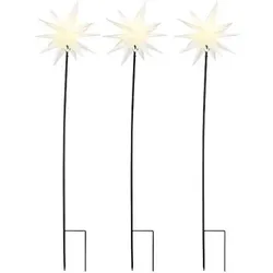 HGD, LED Weihnachtsdeko, Kunststoffsterne weiss 35cm mit Bodenspiess 3erSet CAS6400