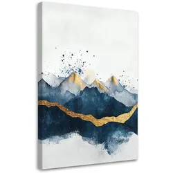 LEINWANDBILD Abstraktes Goldblau Modern 70x100cm