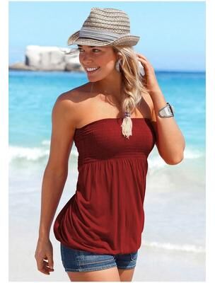 Uplifted Finds Womens Off Shoulder Short Sleeve Beach Top m red