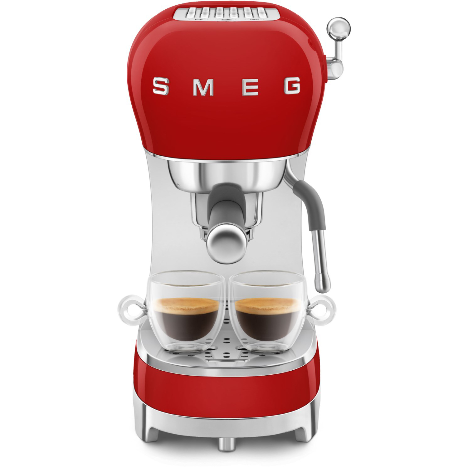 SMEG ECF02RDEU Espresso-Kaffeemaschine 50's Style, Rot, Siebträger