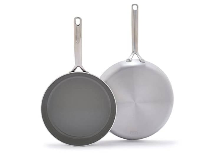 GreenPan GP5 Edelstahl 5-lagig gesunde Keramik Antihaftbeschichtung 25,4 cm und 30,5 cm 2-teiliges Bratpfannen-Set kratzfest Induktion spülmaschinen- und ofenfest PFAS-frei