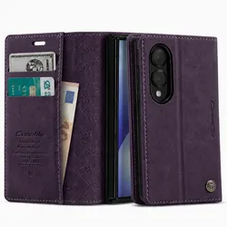 Caseme Hülle für Galaxy Z Fold 8 Kunstleder RFID-Schutz Kartenfach Standfunktion (Samsung Galaxy Z Fold8), Smartphone Hülle, Violett