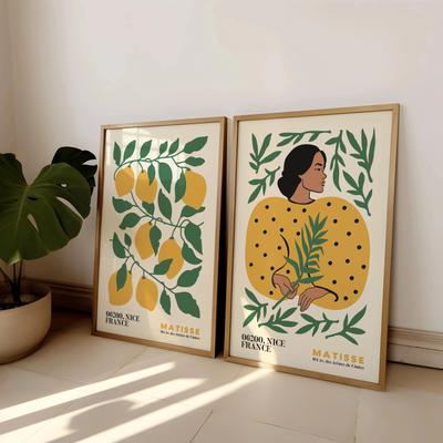 Inspire Select Matisse Floral Canvas Wall Art Set Boho Abstract Flower Prints For Bedroom & Living Room Decor tt359 2pcs 11.81 15.75 In no Frame