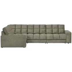 Ecksofa Date aus Struktursamt, klassisch und robust, Links, Farbe Frost, komfortabel gepolstert
