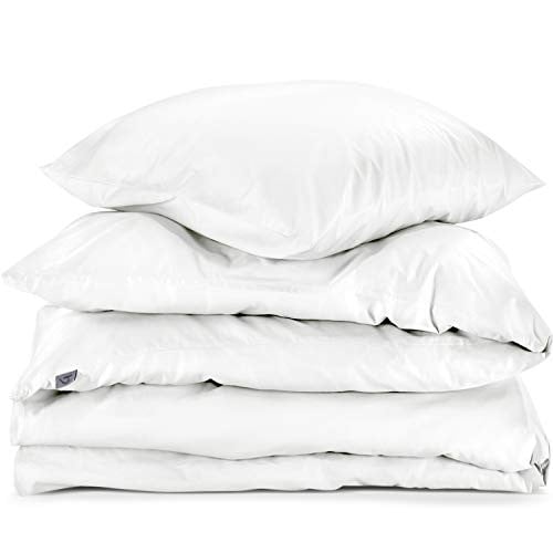 Herzbach Home Mako Satijn Beddengoed Set - 2-delig - Wit - 135 x 200 cm en 80 x 80 cm