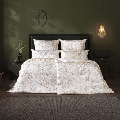 Bettwäsche ESTELLA "Wiebke", weiß (530, grün), B/L: 155cm x 220cm, 1 Stk., 2 Stk., Satin, B/L: 80cm x 80cm & 40cm x 80cm, 3, Satin, Obermaterial: 100% Baumwolle, Bettwäsche, Bettwäsche, Gefertigt aus hochwertigem Baumwoll-Satin.