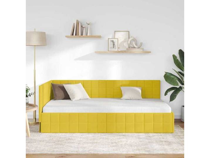 BEAU Cadre de lit d'angle - SARAZYJ - Design en L - Lit de repos - Lit de jour - Jaune 90cm x 200cm Velours - 988339