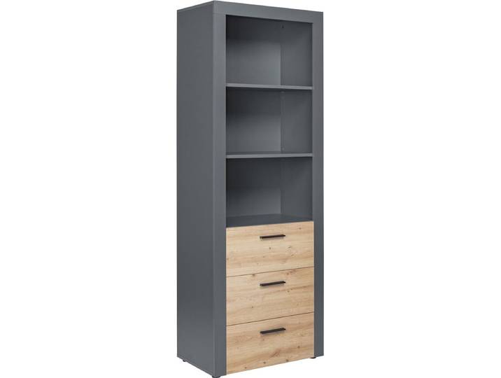 Opbergkast Corva 70cm 3 lades - eiken decor - Interlink - Kasten - Antraciet - Spaanplaat - Kasten -