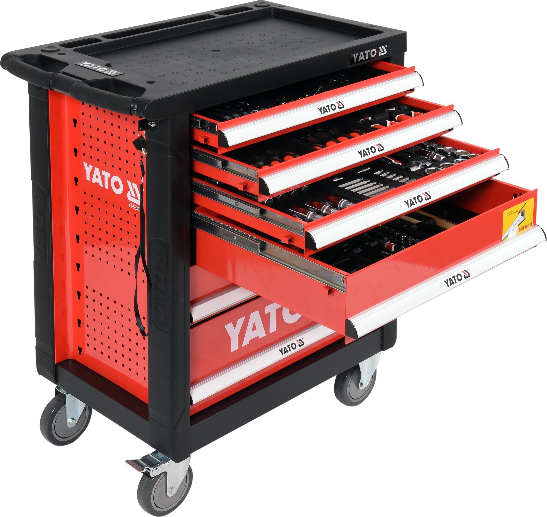 Yato YT-55307, Stahl, Schwarz, Rot, 6 Schublade(n), Kugellager-Teleskopschienen, 25 kg, 35 kg