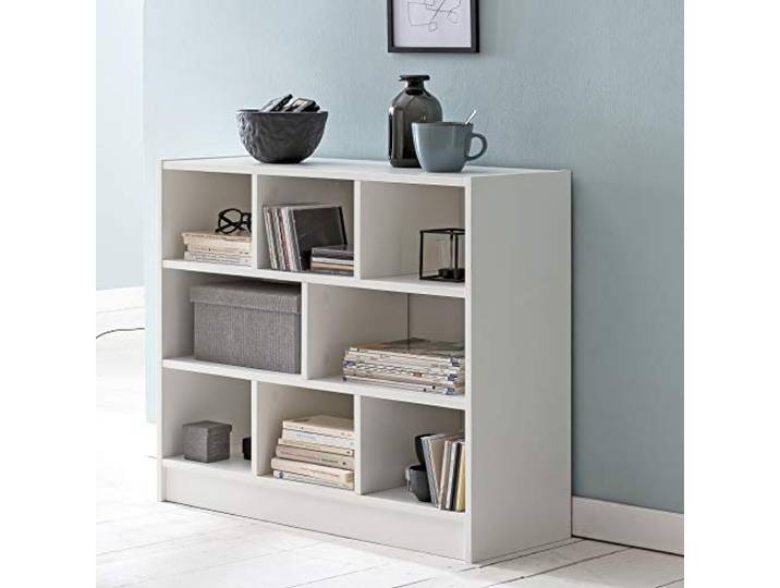 WOHNLING Bibliothèque 80x29\,5x68\,5 cm Blanche\, Étagère étagère d'entrée étroite résistant aux rayures et hydrofuge\, étagère déco en bois\, étagère pour salon