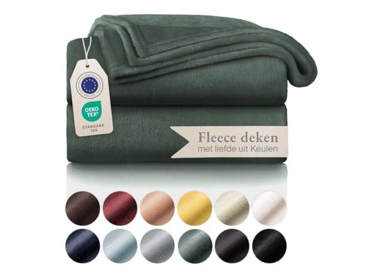 Blumtal fleece deken - hoogwaardige deken, zachte deken, microvezeldeken als bankhoes, sprei, plaid of woonkamerdeken, 220 x 240 cm, Groen