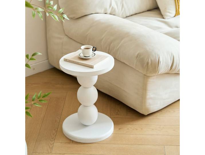 Table d'appoint ronde en bois blanc