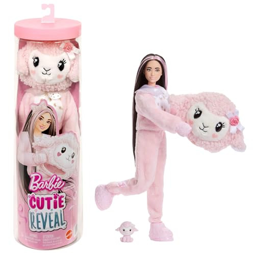 Barbie Cutie Reveal Knuffelserie Lam Pop en Accessoires Pink