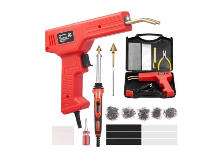 VEVOR Kit Pistolet Soudure Plastique 100 W\, Fer de Soudage Plastique 60 W 100 W\, 1000 Agrafes et 60 Tiges de Soudage\, Réparation Professionnel pour Pare-chocs de Voiture\, Kayak\, Jouets Électroniques