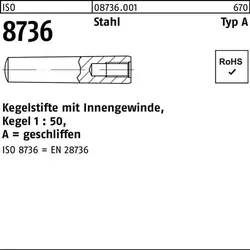 Kegelstift ISO 8736 Innengewinde A 6x 60 Stahl Kegel 1:50 25 Stück