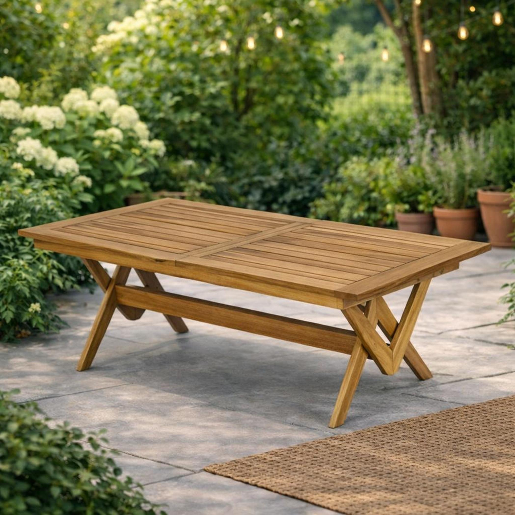 Ausziehbarer Gartentisch Moderner Stil Braun Holz Langlebig Stabil