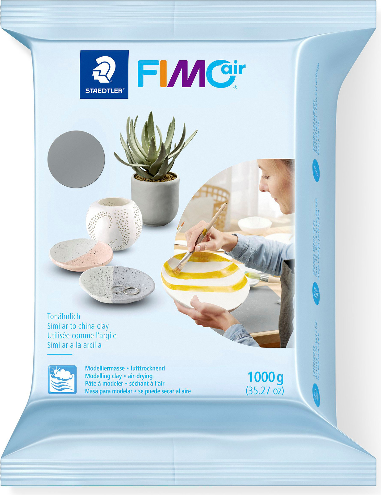 STAEDTLER FimoAir Modelbouwmassa, Grijs, 1000 g