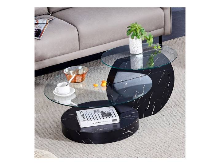 ANYSUN Couchtisch gehärteter Glas-Couchtisch, Wohnzimmertisch Modern (mehrschichtiges Design, Büro Beistelltisch), Beistelltisch Set Loft Design Wohnzimmertisch