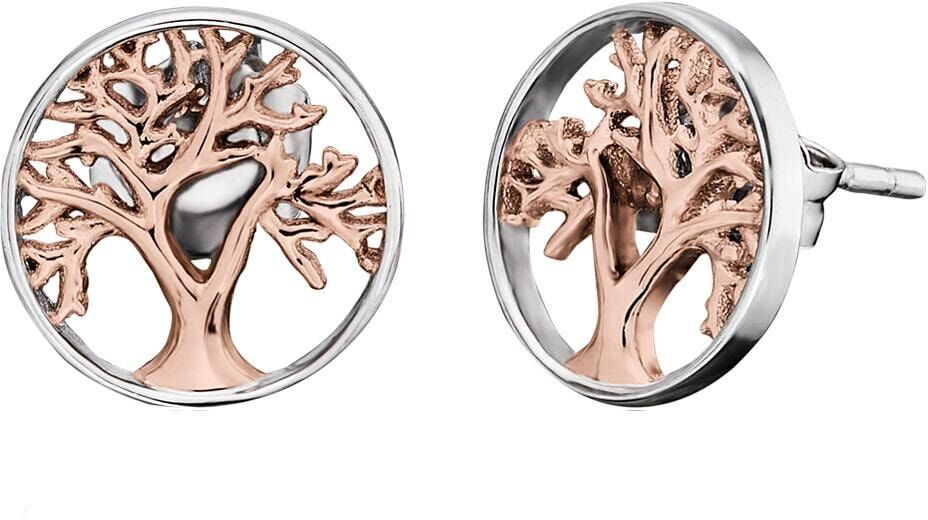 Paar Ohrstecker ENGELSRUFER "Indian summer OHRSTECKER LEBENSBAUM", rosa (silber, 925, roségoldfarben), Ohrringe, Damen, 12mm, Silber 925 (Sterlingsilber), Paar Ohrstecker