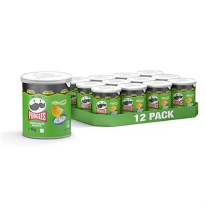 Pringles Chips Sour Cream & Onion, Kartoffelchips, je 40g, 12 Dosen