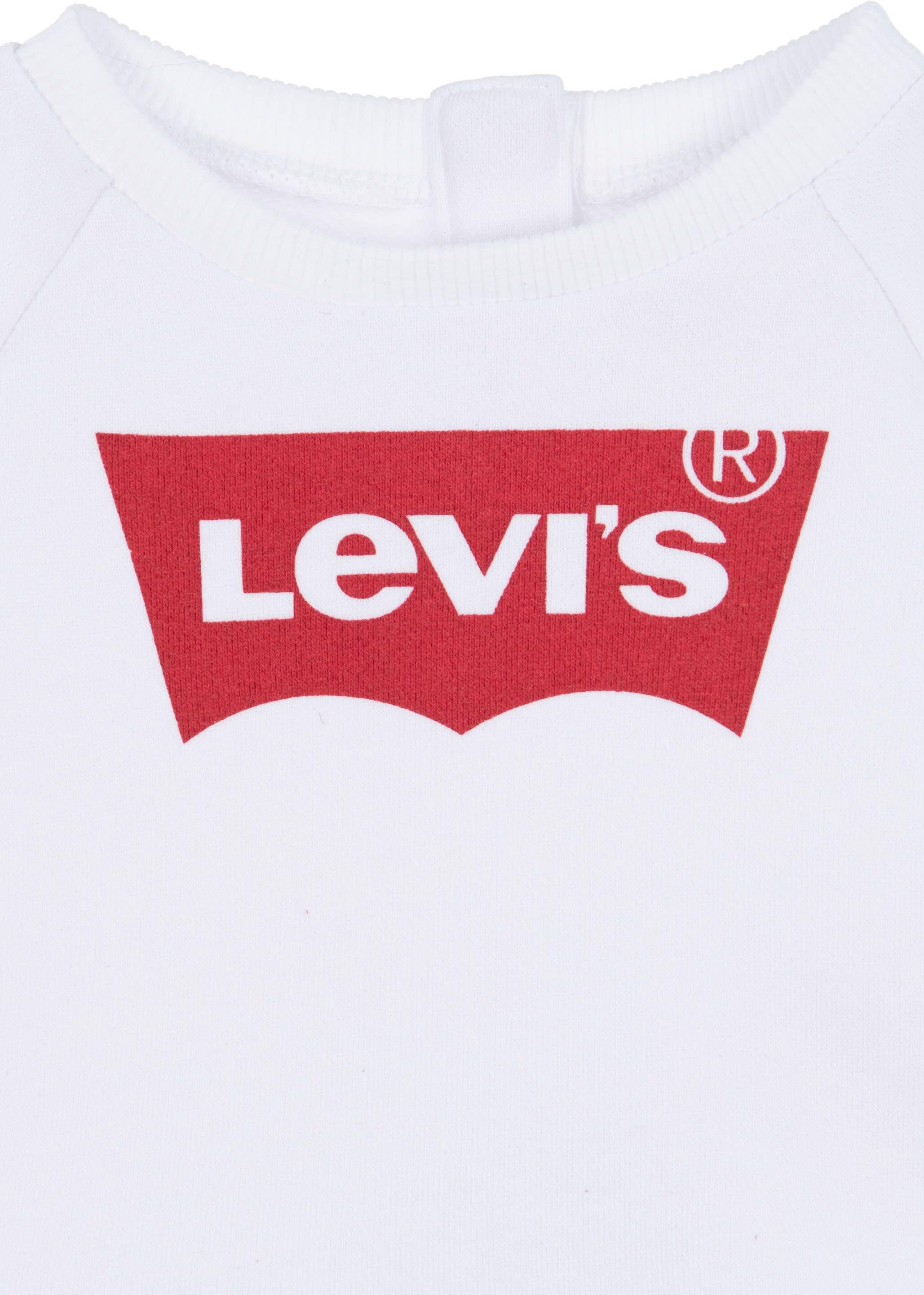 Sweatshirt LEVI'S KIDS "KET ITEM LOGO CREW", Mädchen, Gr. 18M (86), rot (rot, weiß), Sweatware, Obermaterial: 55% Baumwolle, 45% Polyester, bedruckt, regular fit normal, Rundhals, Rippbündchen, Sweatshirts Sweatshirt, for GIRLS rot, weiß 18M (86)