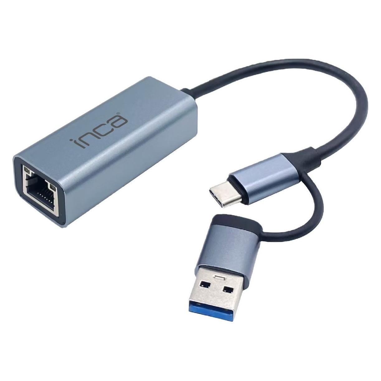 Inca Adapter IUTP-01TX Ethernet > USB und Typ C Anschluss (RJ45 (1x)) (IUTP-01TX)