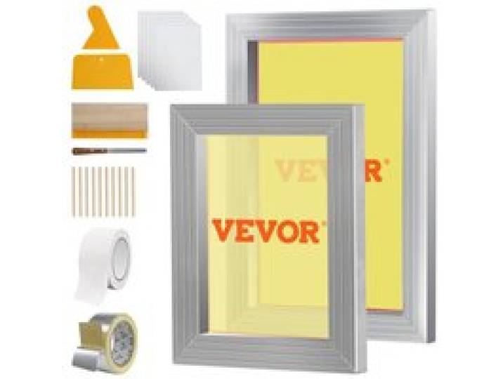 VEVOR Siebrahmen Siebdruckpresse 2 Stk. 25,4 x 35,6 cm / 20,3 x 25,4 cm, Siebdruckmaschine Siebdruckplatte inkl. Handschuhe & Siebdruckrakel, Siebdruckmaschine für Stoffen, Papier, Kopierpapier usw.