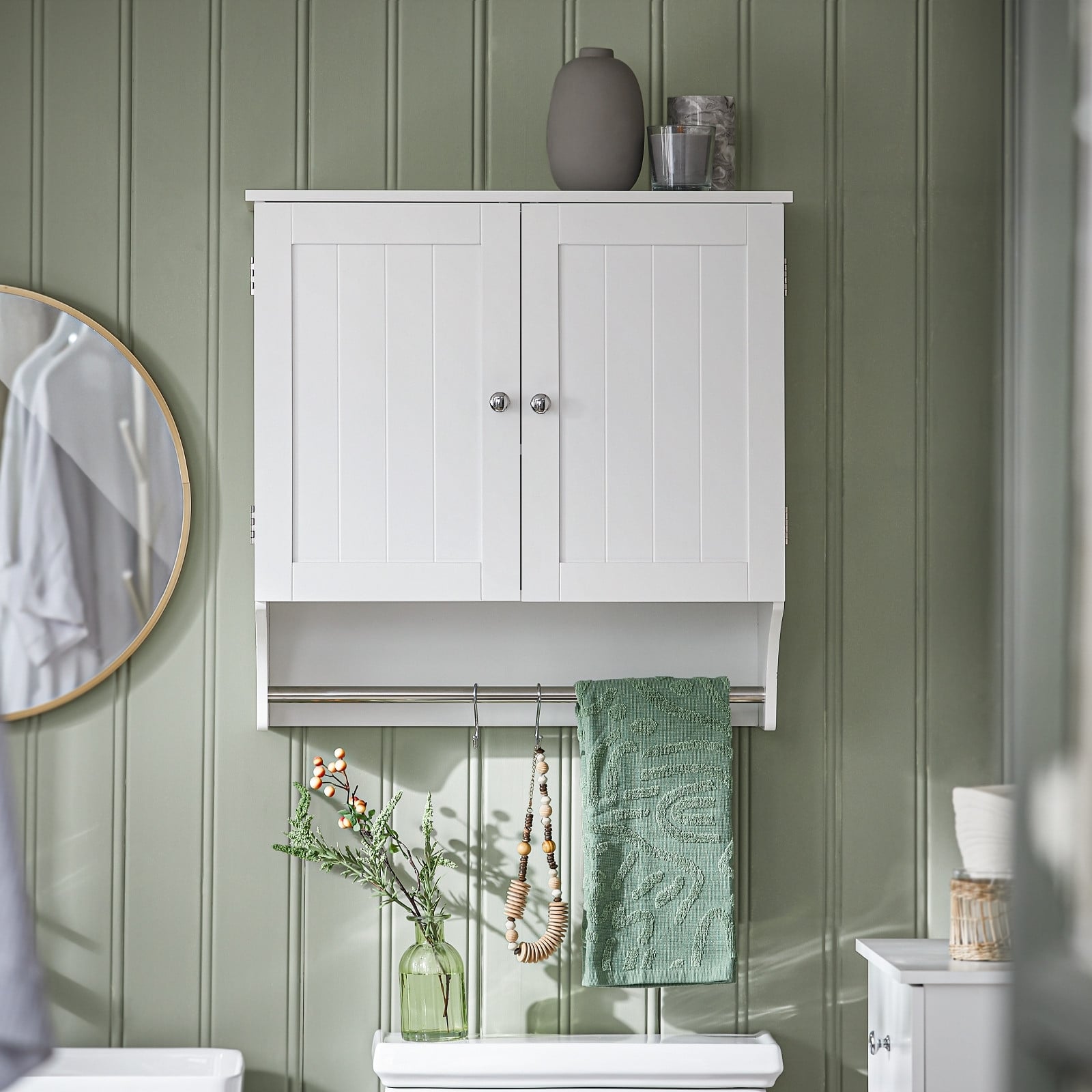 SoBuy BZR84-W Wandkast voor badkamer of keuken, Wit, B: 60 cm, D: 30 cm, H: 60 cm