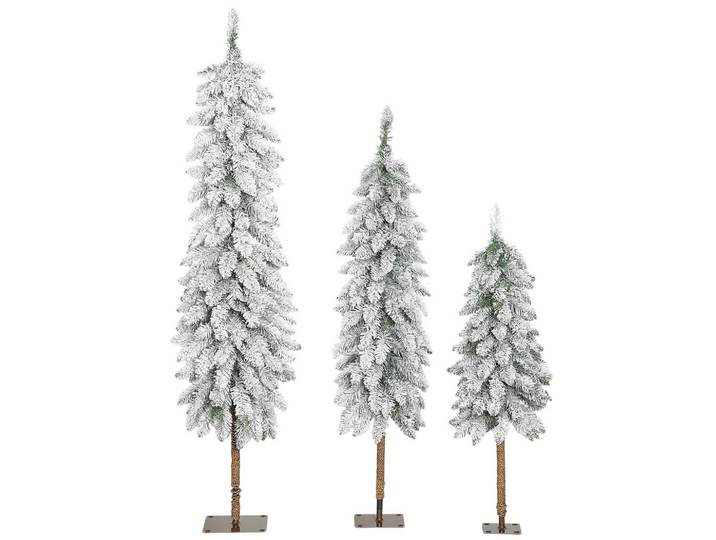 Homcom Künstlicher-Weihnachtsbaum 3er-set mit Schnee 90/120/150 cm mit Metallständer, Grün, Kunststoff, 150 cm, Dekoration, Weihnachtsdekoration, Christbaum & Zubehör
