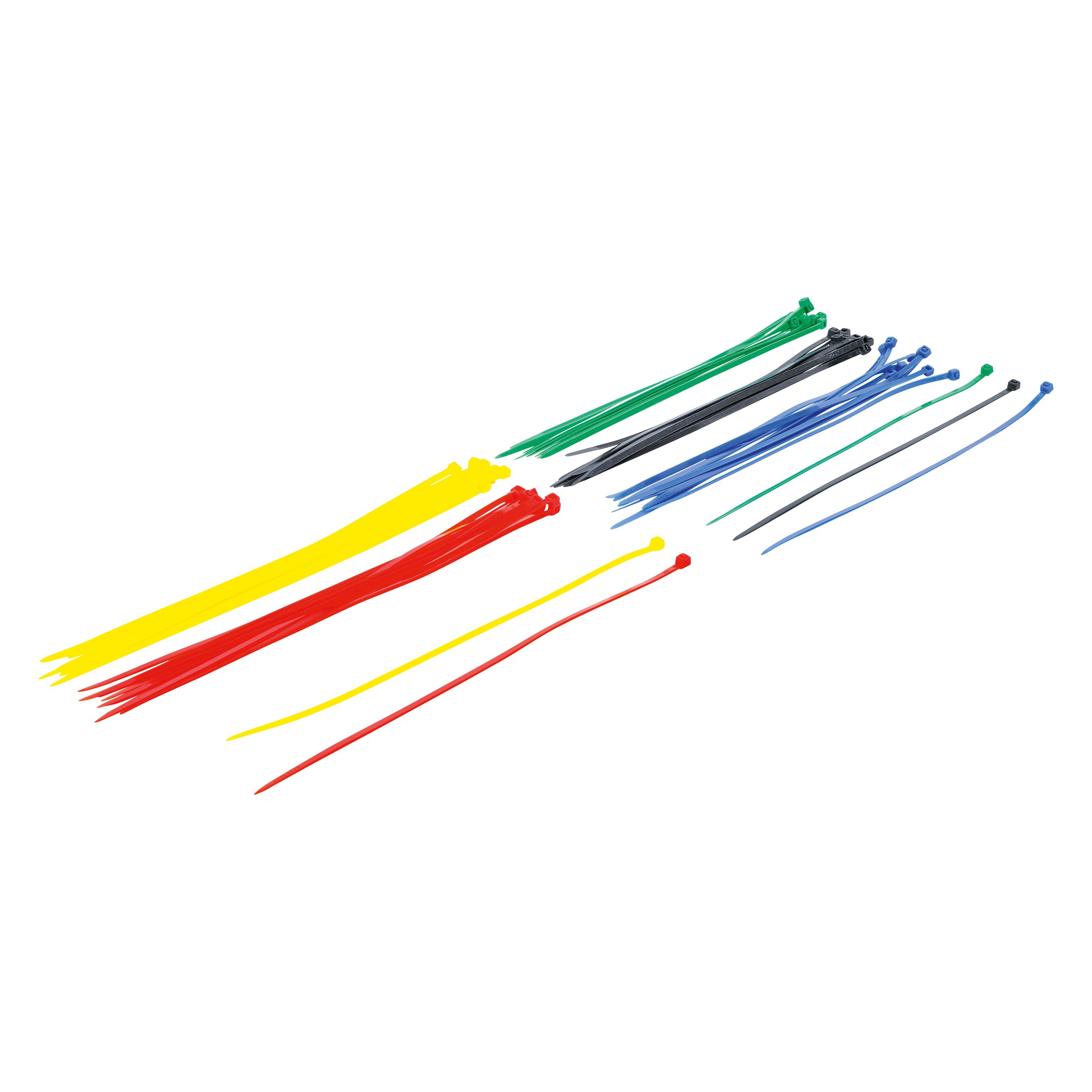 BGS Kabelbinder-Sortiment farbig 4,8 x 300 mm 50-tlg. (Kunststoffkabelbinder, 300 mm, 50 Stk.) (80771)