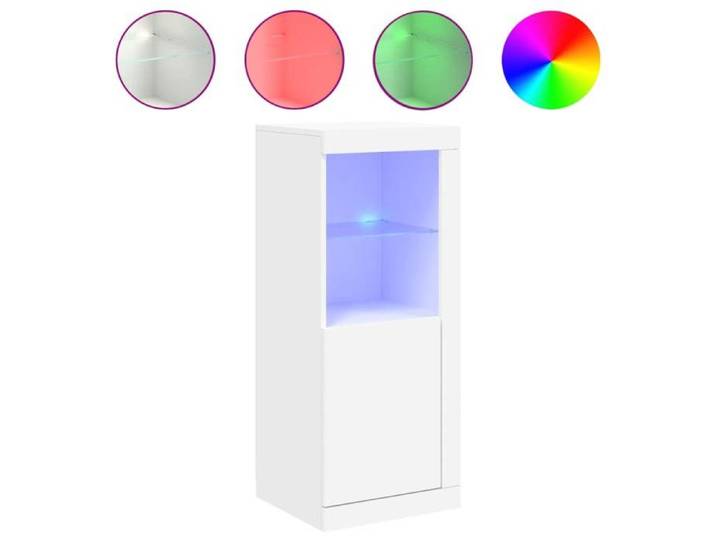 Buffet bas salon séjour {1 pièce} armoire d'entrée avec lumières LED Cadre fiable blanc 41x37x100 cm yld80p91