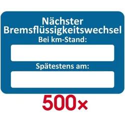 EICHNER 2 Rollen je 250 Kundendienst-Aufkleber »Nächster Bremsflüssigkeitswechsel« blau, 6x4 cm